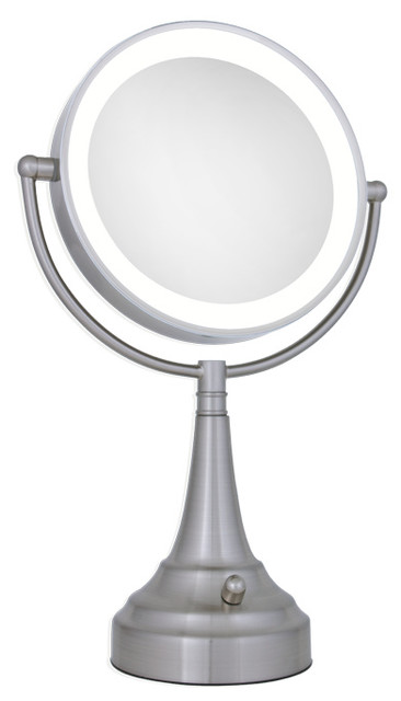 Zadro Led Lighted 1X/10X Round Vanity Mirror In Satin Nickel-Ledsv410