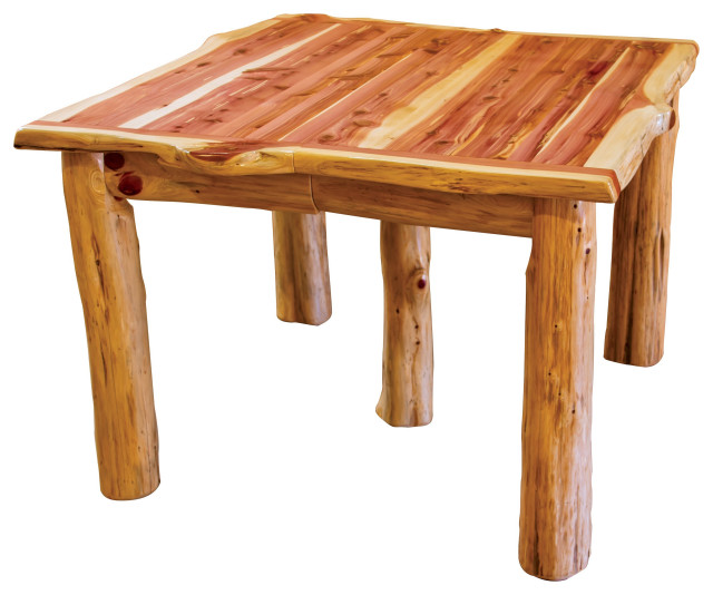 Red Cedar Log Extension Dining Table, 2-Leaf 42" X 66"