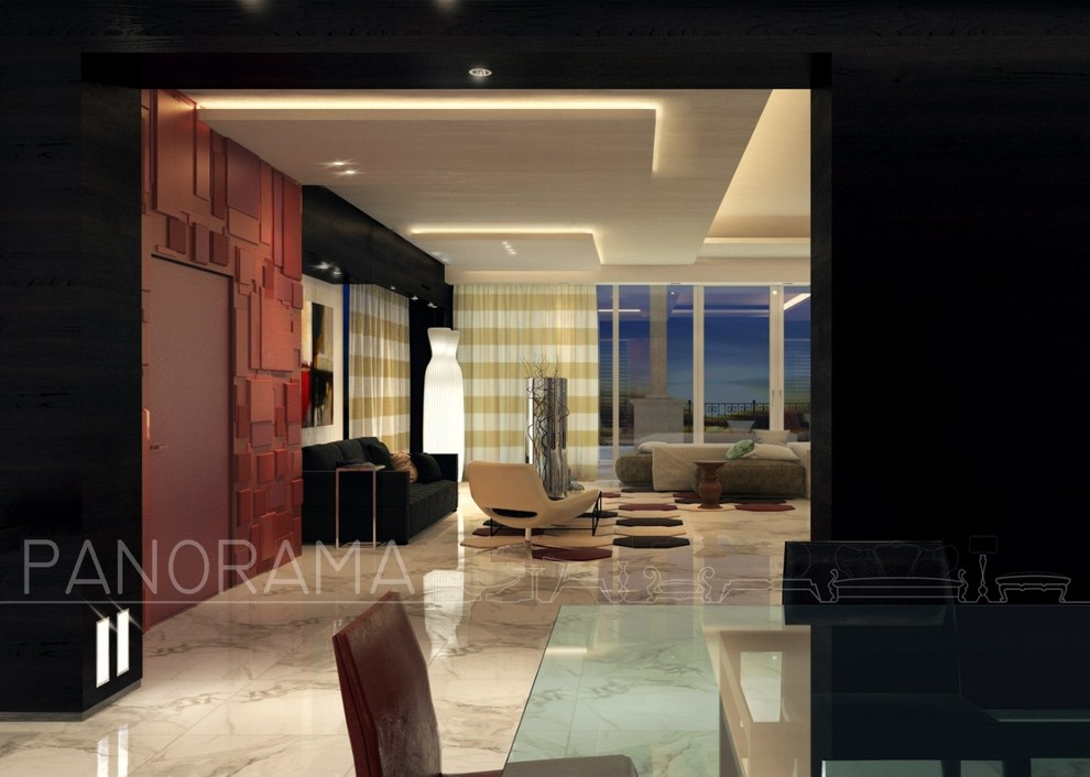 Проект гостиной-столовой, S - 135, 7 кв.м.