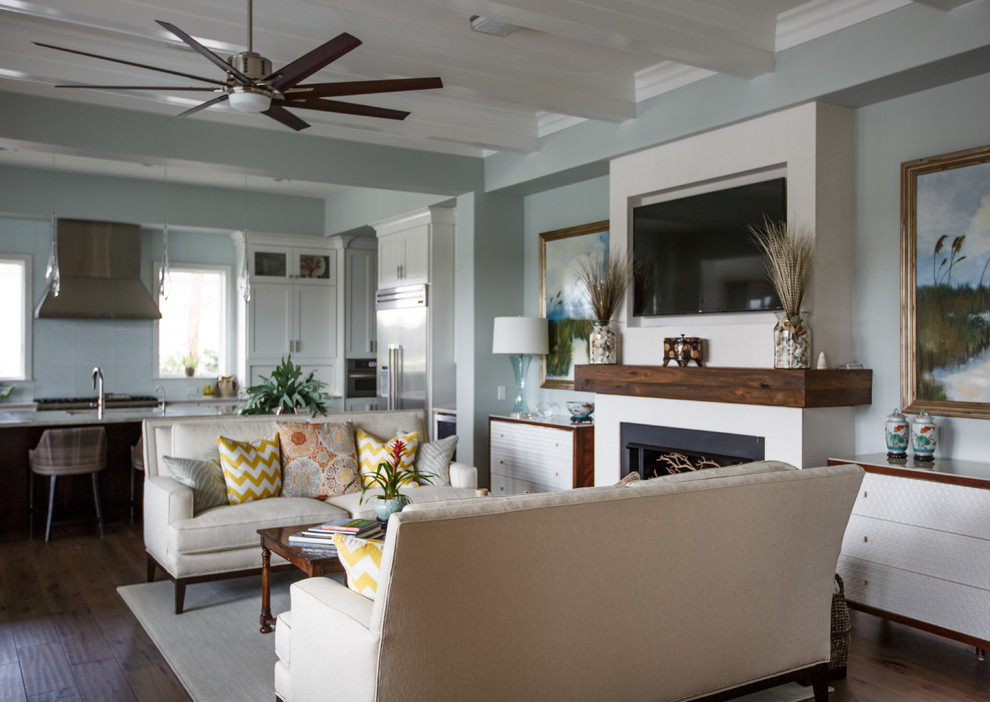 Design ideas for a beach style family room in Jacksonville.