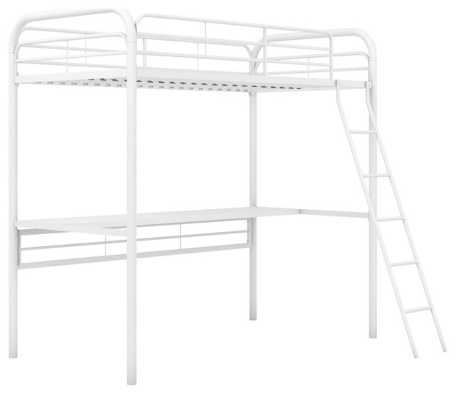 Dhp Metal Loft Bed With Desk In Twin, Bentley Twin Metal Loft Bed Assembly Instructions