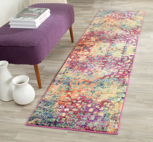 Safavieh Monaco Collection MNC225 Rug, Pink/Multi, 2'2" X 8'