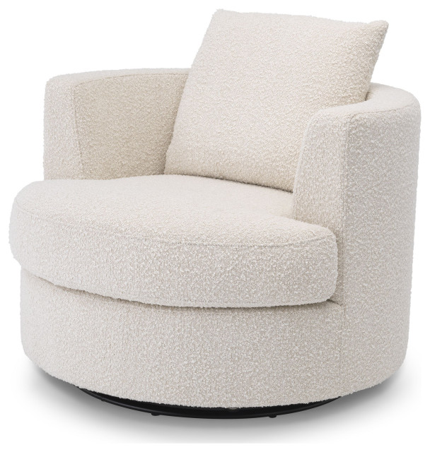 Bouclé Cream Upholstered Swivel Armchair - Eichholtz Felix