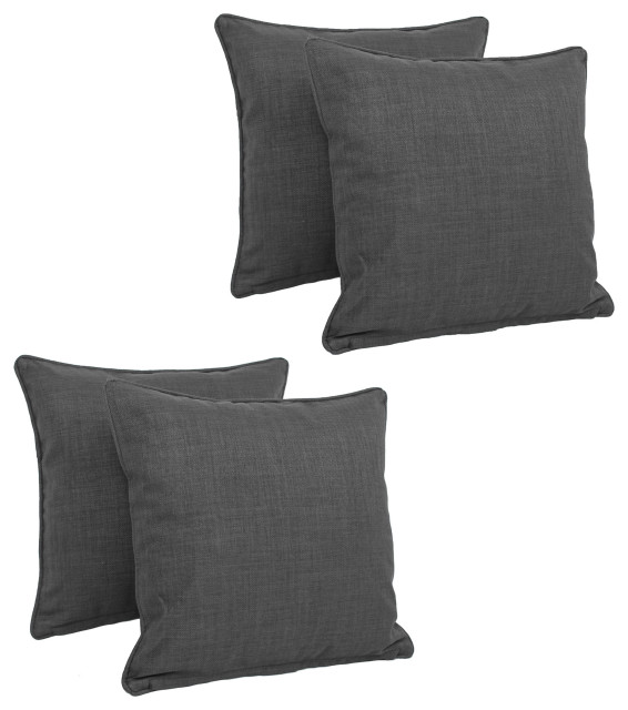 18" DoubleCorded Solid Outdoor Square Throw Pillows, Set of 4, Cool