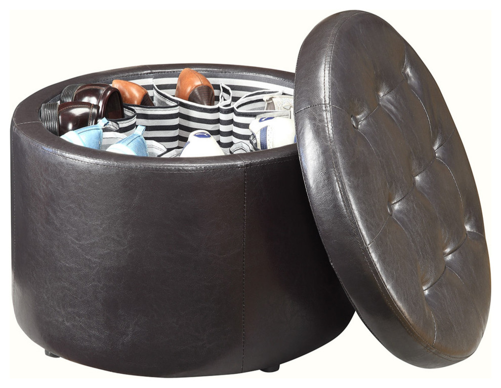 Designs4Comfort Round Shoe Storage Ottoman - Transitional - Footstools ...