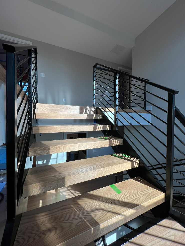 New metal staircase with metal railings