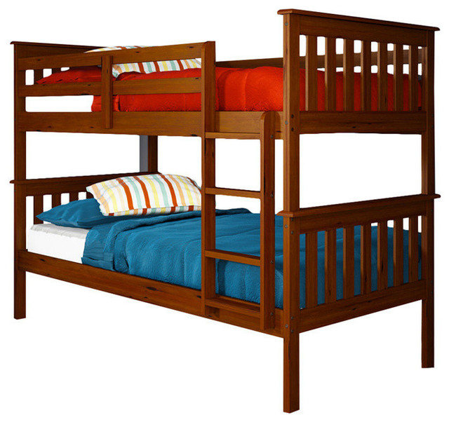 Nebula Bunk Bed With Ladder Rollout Trundle Light Espresso Twin Nebula Bunk Bed With Ladder Rollout Trundle Light Espresso Twin Over Transitional Beds By Donco Trading Co