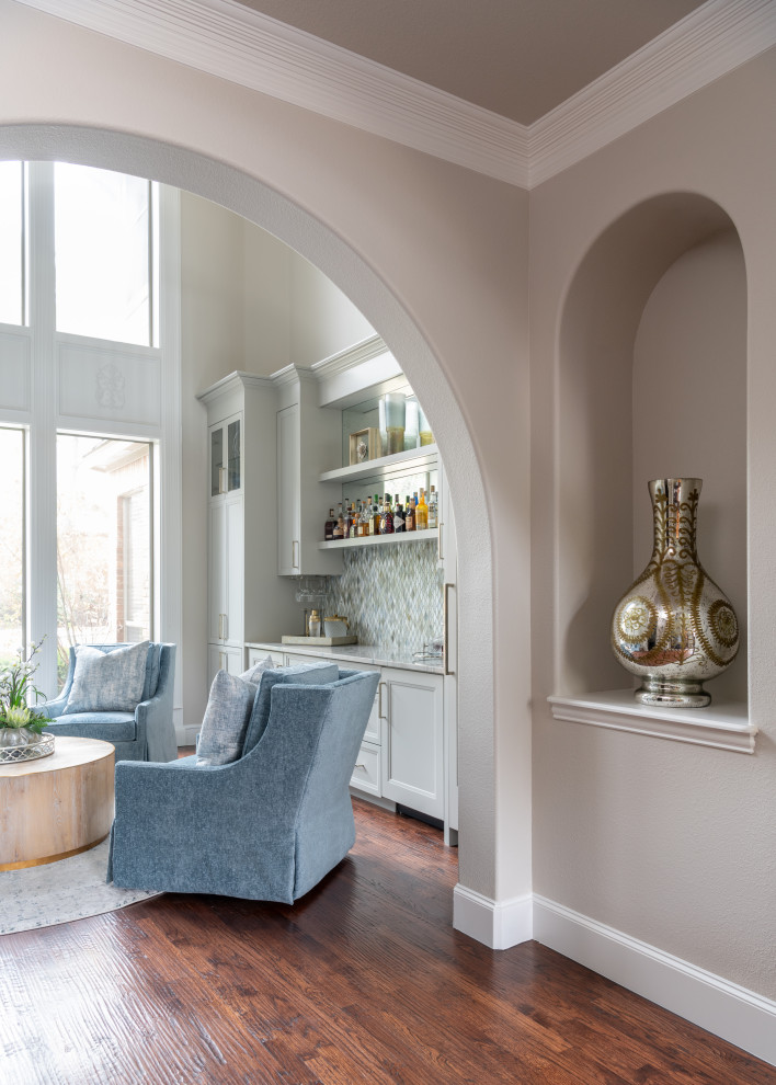 Transitional home bar photo in Dallas