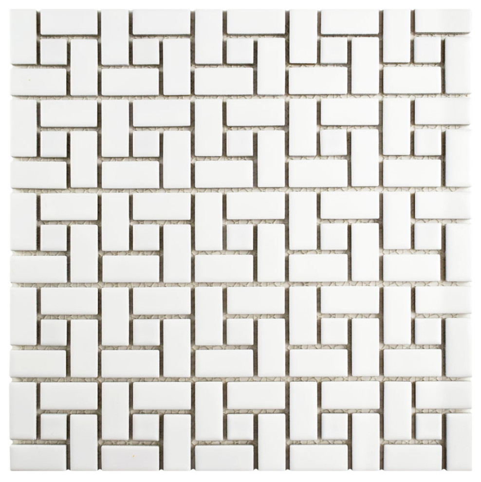 Spiral Matte White w/ Glossy White Dot Porcelain Floor and Wall Tile