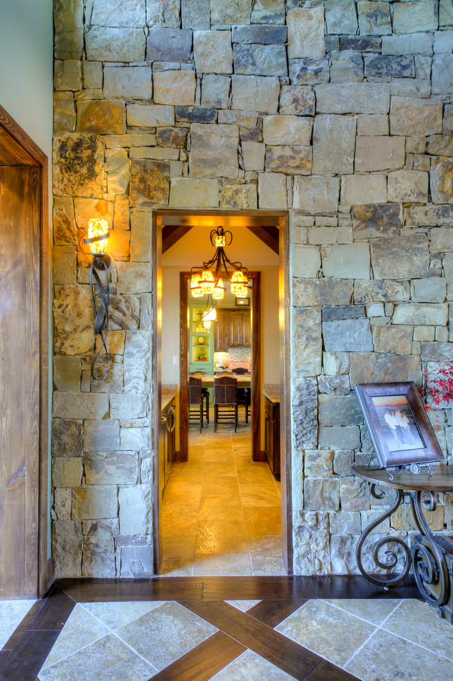 Example of a mountain style entryway design in Austin