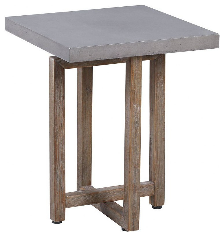 Modern Polished Concrete Accent Table in Gray Finish Trestle Type Wood ...