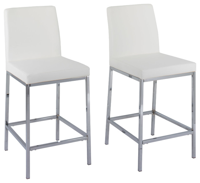 Corliving Huntington Leatherette Bar Stools With Chrome Legs Set Of Huntington White Leatherette Bar Stools With Chrome Legs Set Of 2