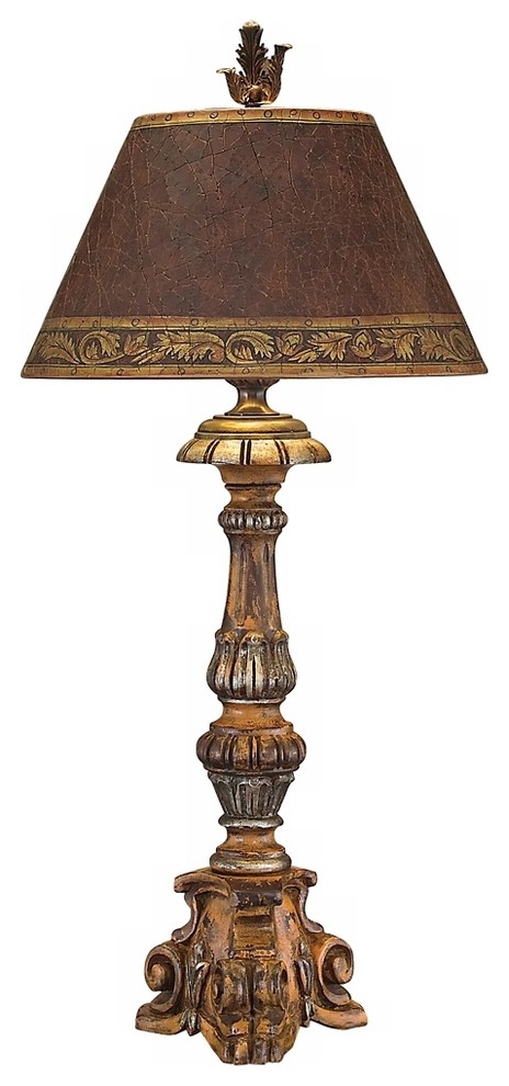 John Richard Hand Carved Wood Candlestick Table Lamp