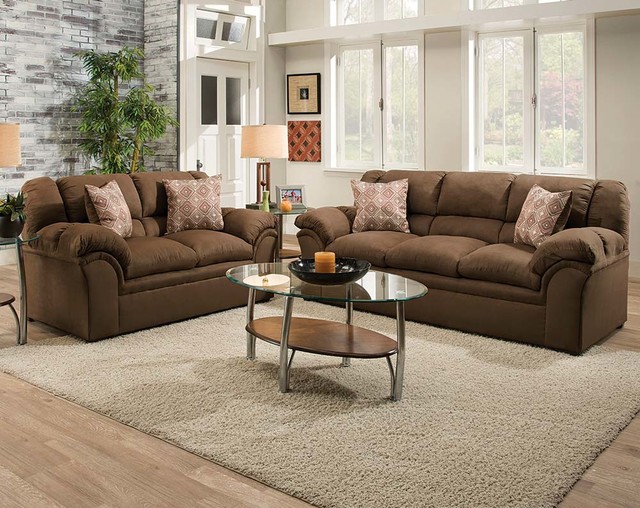 Venture Chocolate Sofa and Loveseat - Traditional - Living Room ...