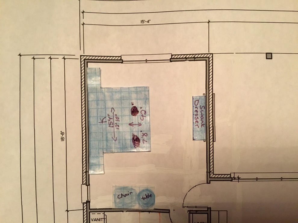 Chandelier placement offset room