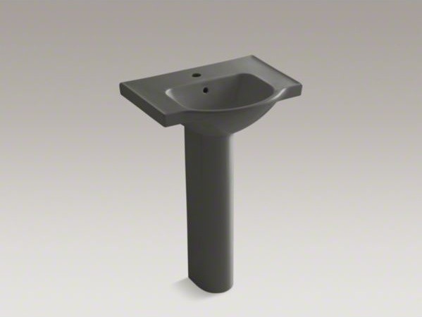 KOHLER Veer(TM) 24" pedestal bathroom sink with single faucet hole