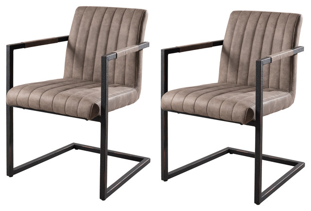 Fanny Dining Chairs With Armrests, Taupe, Set of 2
