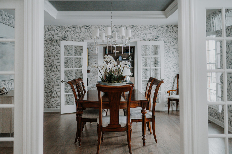 Example of a transitional dining room design in Cleveland