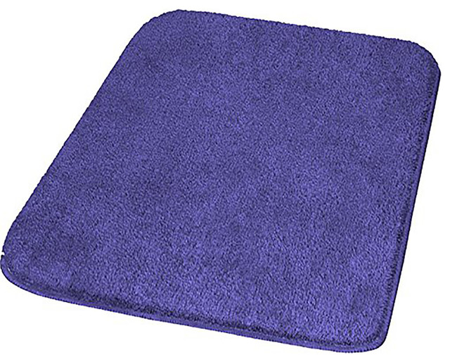 Marine Blue Modern Non Slip Washable Bathroom Rug With Thick Pile, Live