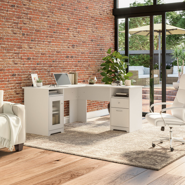 Cabot 60W L-Shaped Computer Desk, White - Transitional - Desks And ...