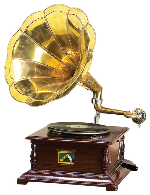 Wood Metal Gramophone Decor With Musical Blend