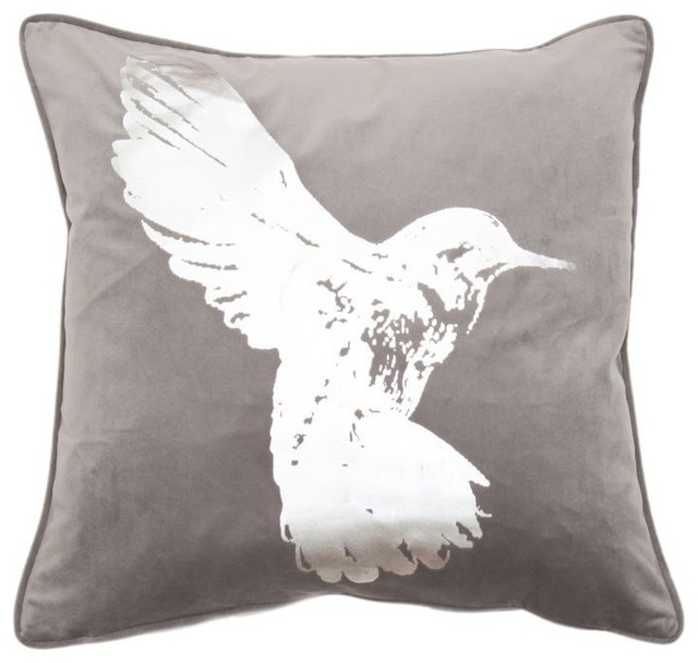 Hummingbird Silver Metallic Cushion