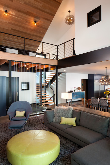 Lakefront Modern trendy-dagligstue