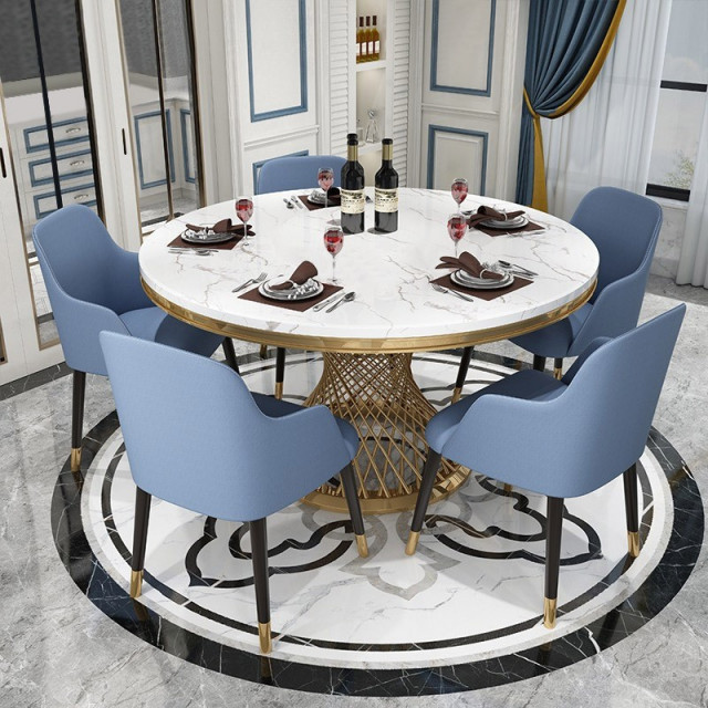 $889.99 Modern 51" Round Pedestal Dining Table Faux Marble Tabletop &  Golden Sta - Modern - Dining Room - Other - by HOMARY LIMITED | Houzz AU