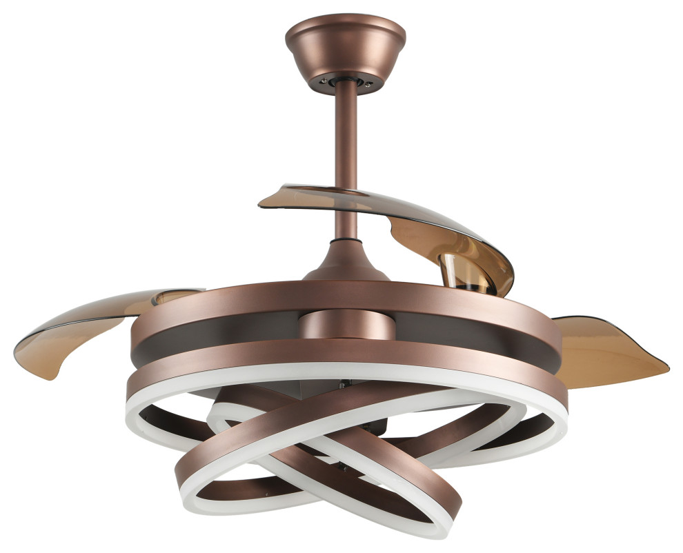 CurveCurio 42" Ceiling Fan With Adjustable LED Light Kit, Coffee