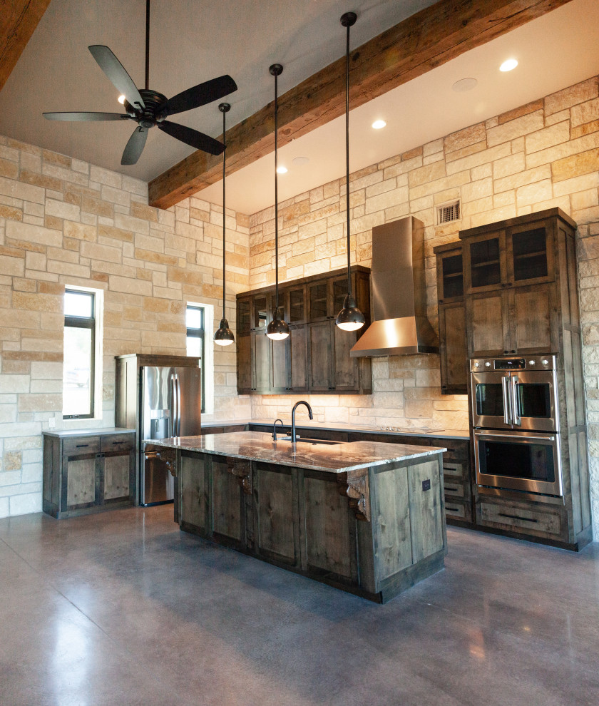 Inspiration for a rustic kitchen remodel in Austin