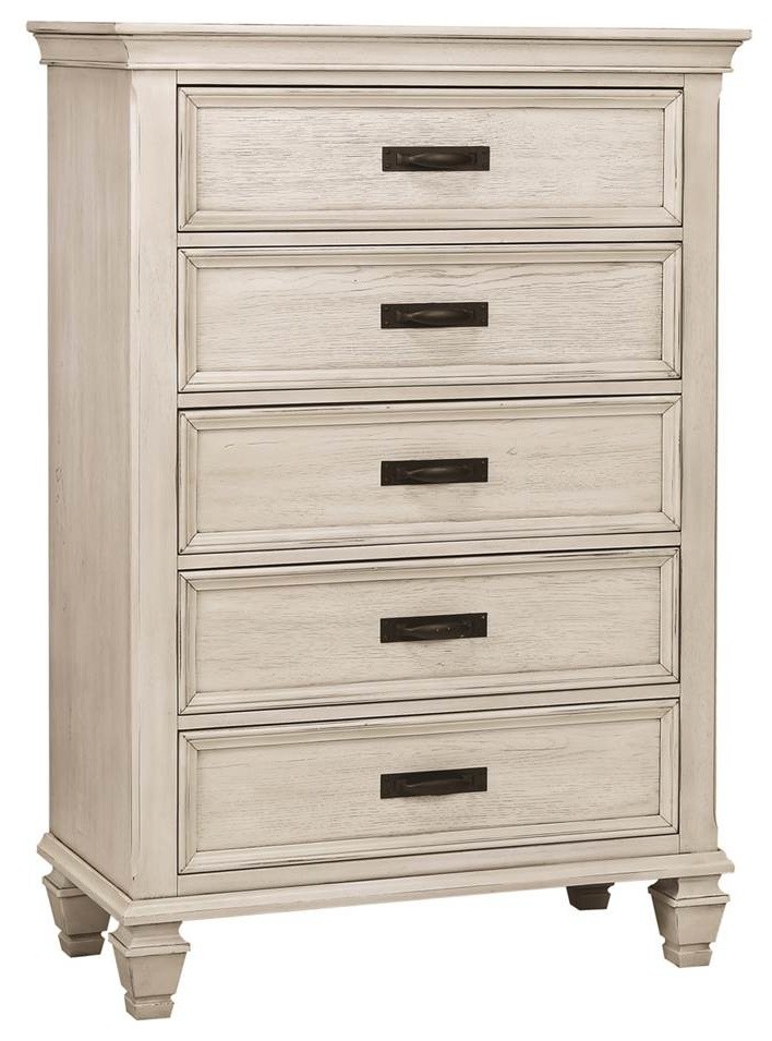Coaster Furniture Franco 5 Drawer Chest in Antique White French