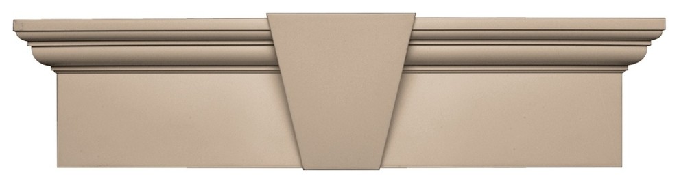 Vinyl Flat Panel Window Header with Keystone in Wicker, 43.625 in. W x 9 in. D x