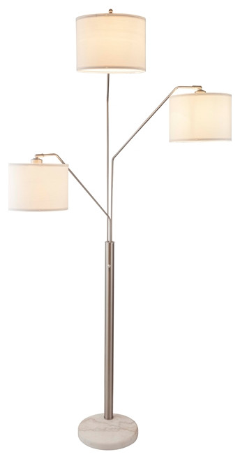 Elberton 83.5" Tall Adjustable Three Tier Shade Metal Floor Lamp in Silver