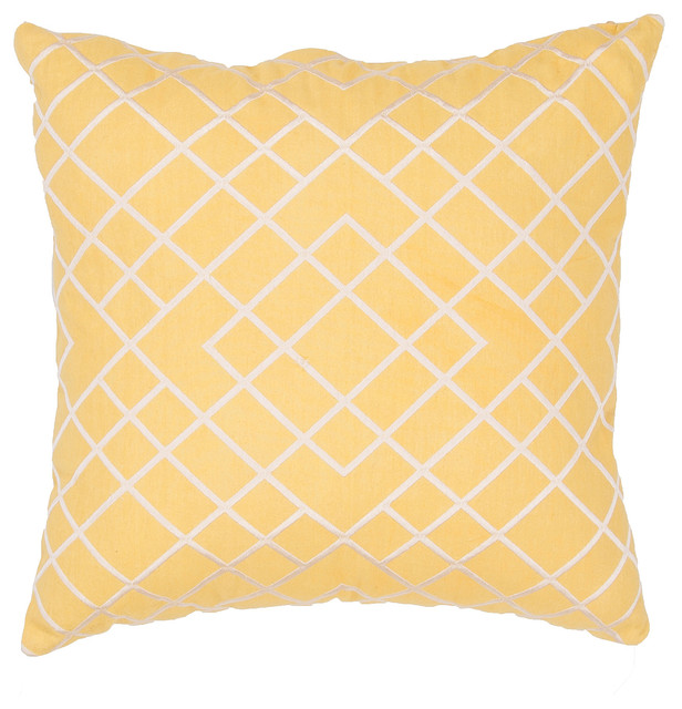 Handmade Cotton Yellow/Gold/Ivory/White (20''x20'') Pillow