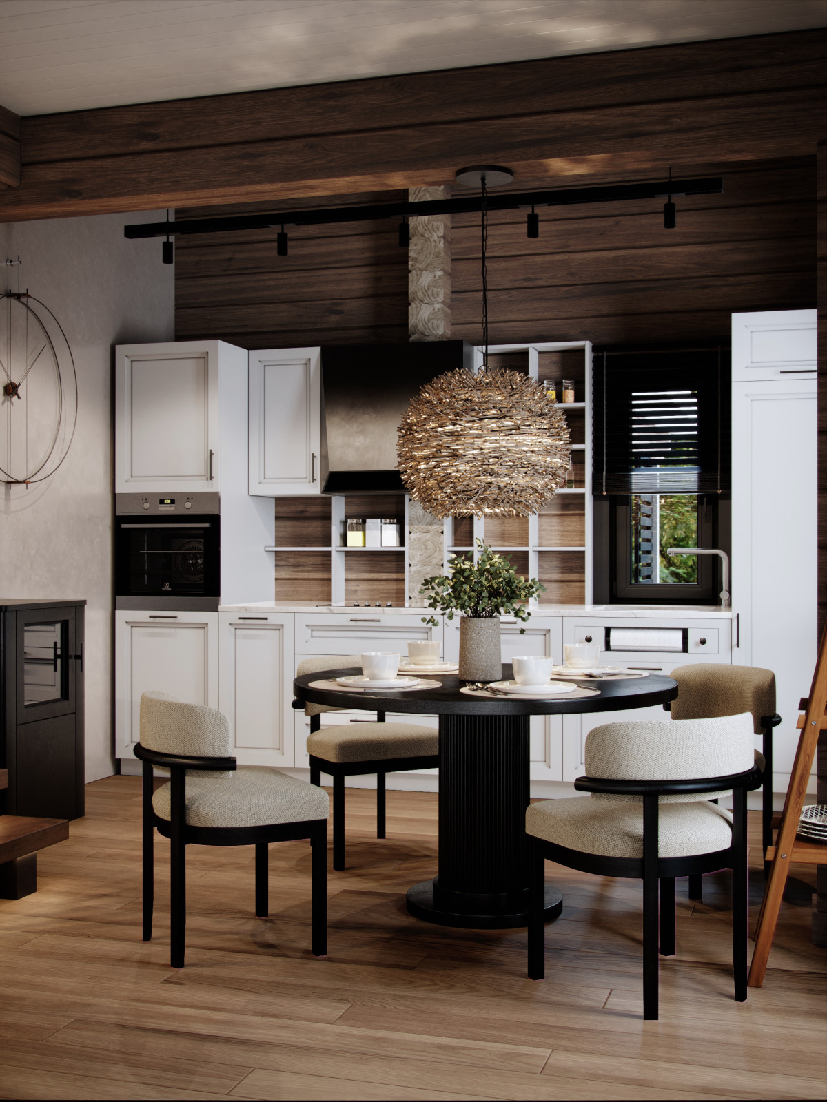 Дизайн интерьера загородного дома из бруса