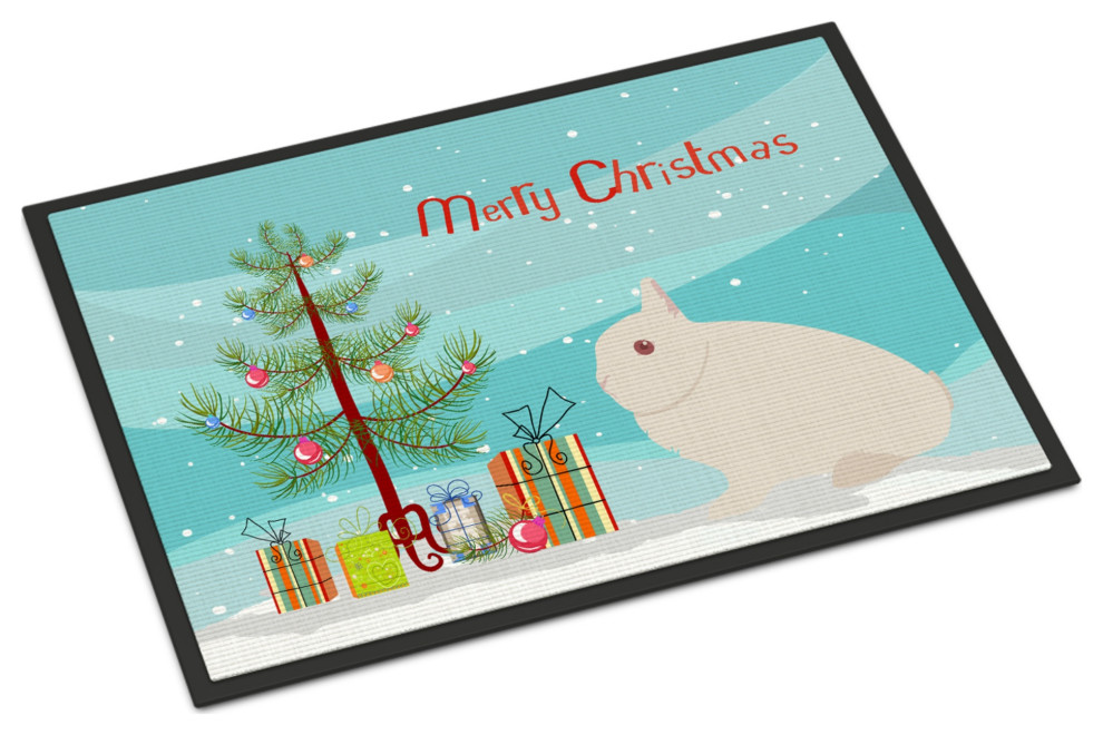 Caroline's TreasuresHermelin Rabbit Christmas Doormat 18x27 Multicolor