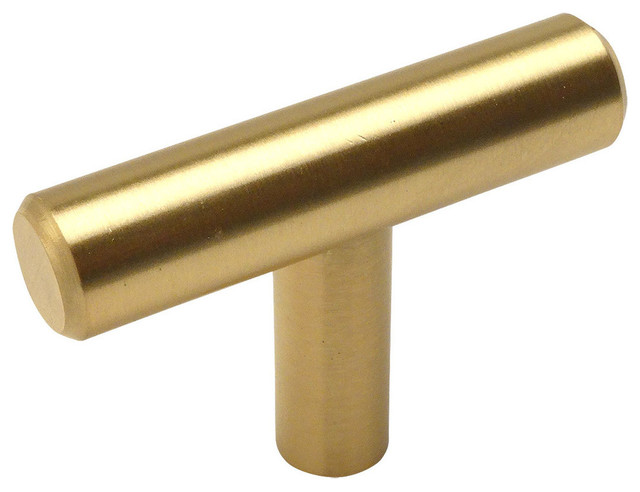Cosmas 305BB Brushed Brass Euro Style T Bar Cabinet Knob [25-PACK]