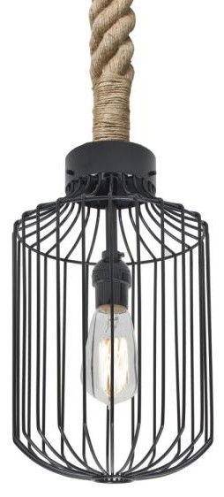 Besa Lighting Sultana, One Light Cylinder Rope Pendant with Flat Canopy