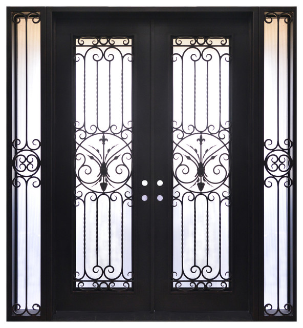Exterior Front Entry Iron Double Door 114 X86 Traditional