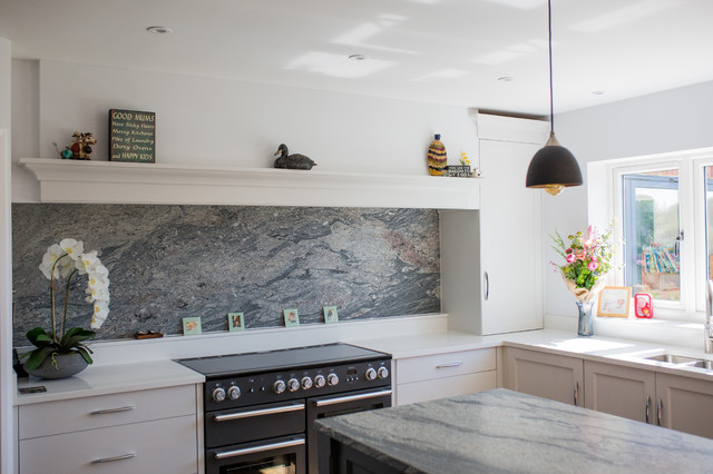 White Kitchen, with Marble Splashback traditional-kitchen