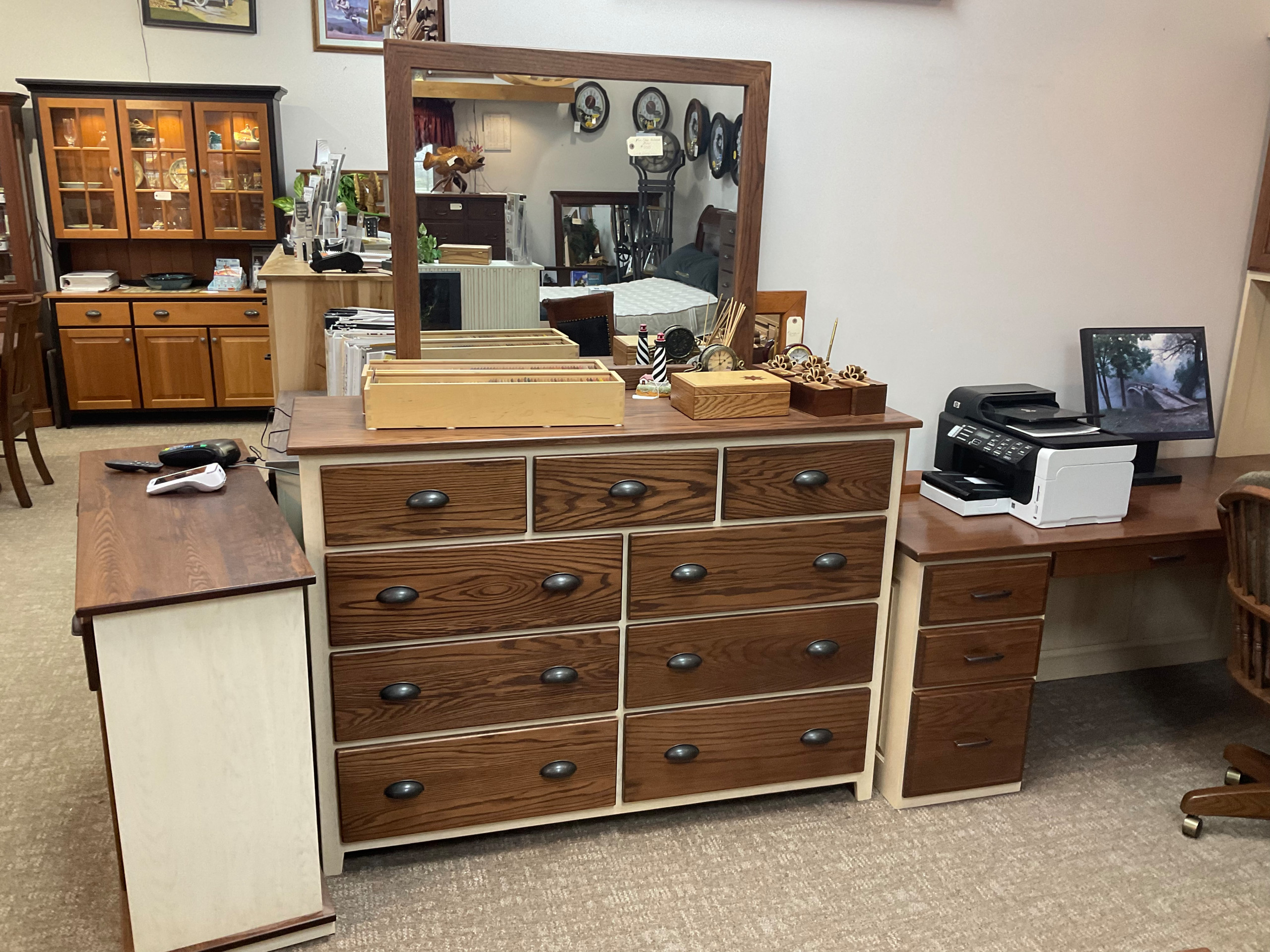 White and chocolate spice 60” dresser