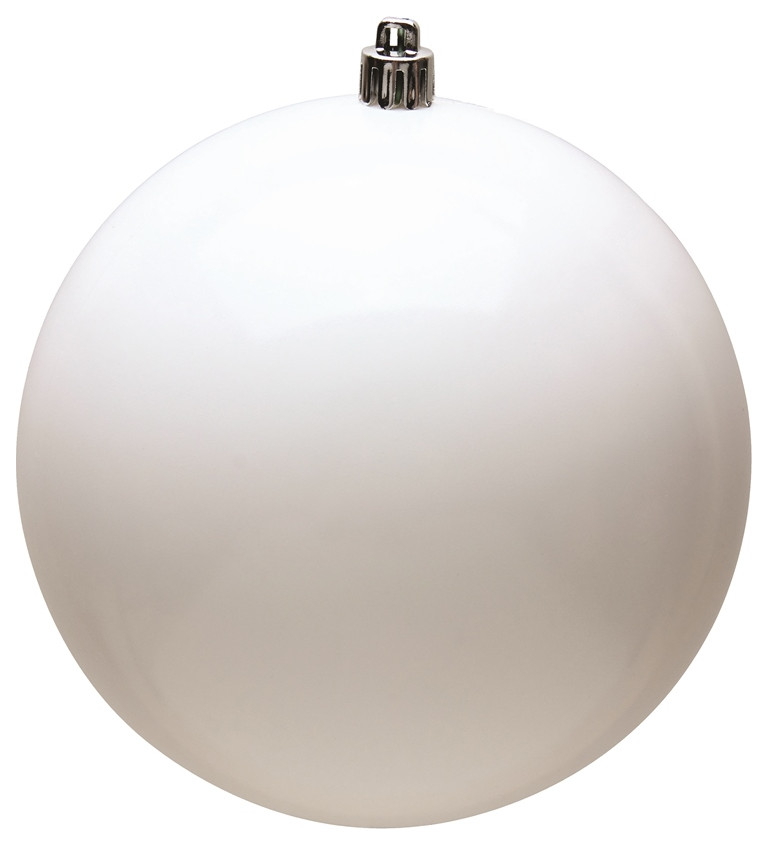 Vickerman N591211Dsv 4.75" White Shiny Ball Ornament, 4 Per Bag