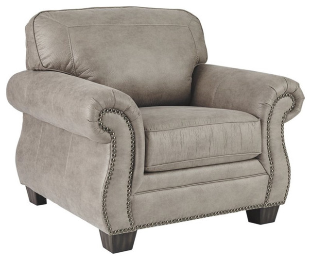 Bowery Hill Contemporary Upholstered Accent Chair in Steel Finish