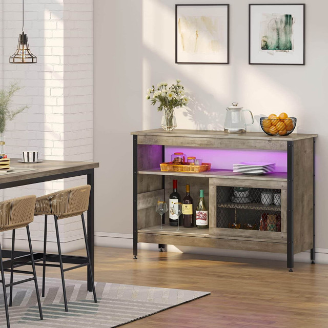 Modern Farmhouse Kitchen Ideas Buffet with Light Strips