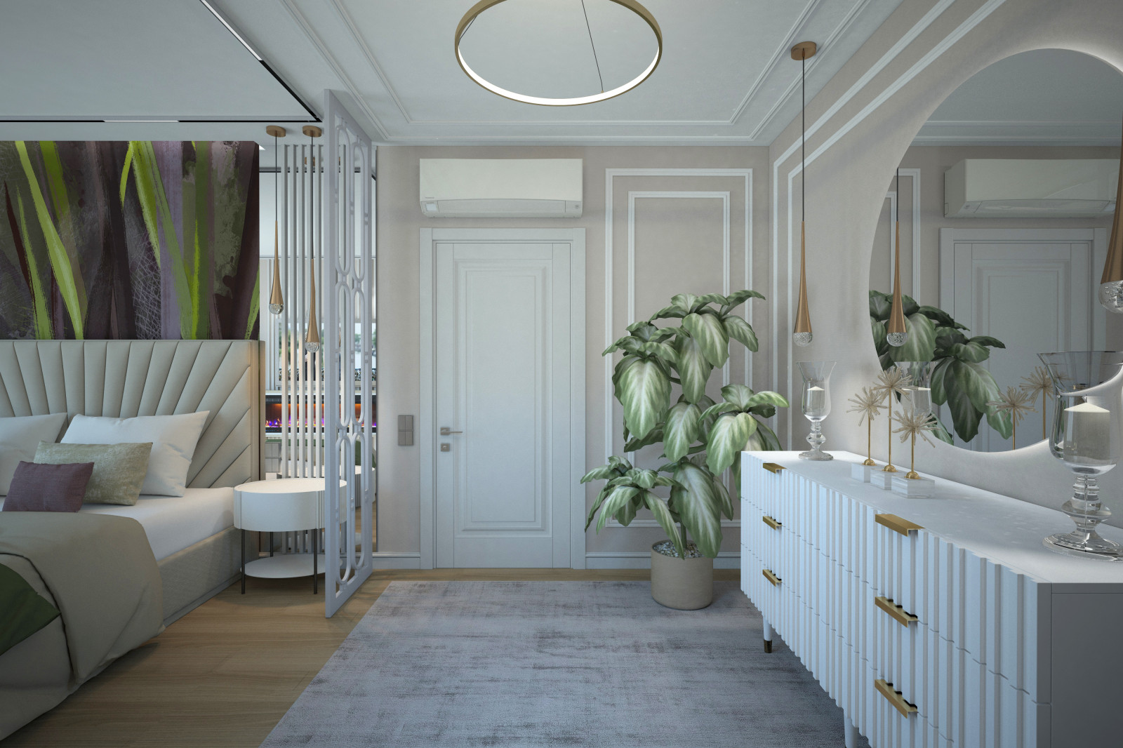 Спальня. Квартира в многоэтажном доме 160м2. 2 Варианта.