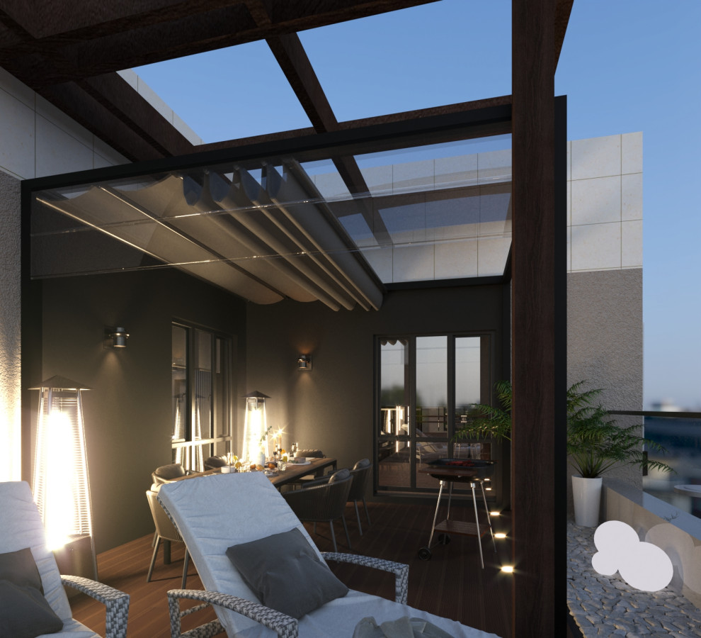 Открытые террасы на последнем этаже