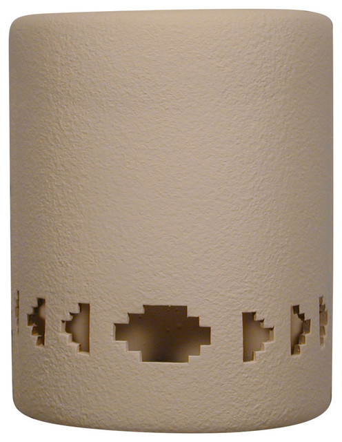 9 5 Round Closed Top Ceramic Wall Sconce Southwest Side Steps Design Tan