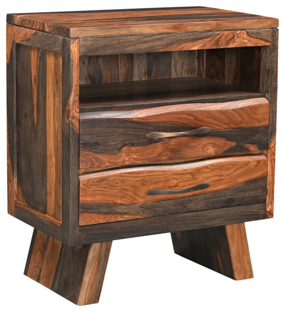 Aubrey 2-drawer Live Edge Wood Nightstand - Rustic - Nightstands And ...