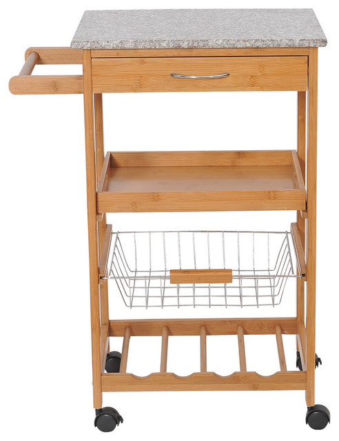 Homcom 31 Rolling Wooden Kitchen Trolley Cart With Wine Rack Homcom 31 Rolling Wooden Kitchen Trolley Cart With Wine Rack Granite Top