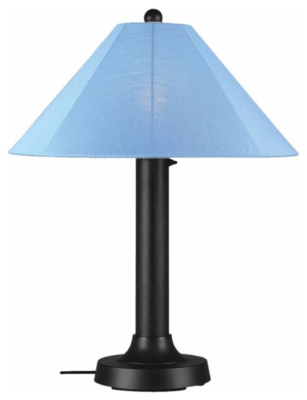 blue shade table lamp